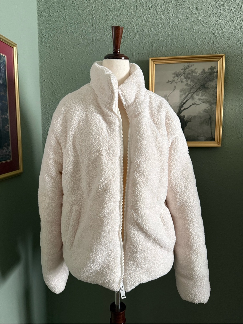White Fox Boutique Plush Off-White Teddy Zip Jacket